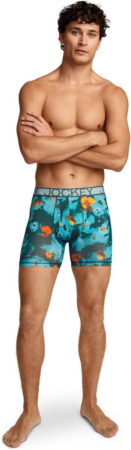 imageJockey Mens Underwear Active Microfiber 5 Boxer BriefRemembrance Teal