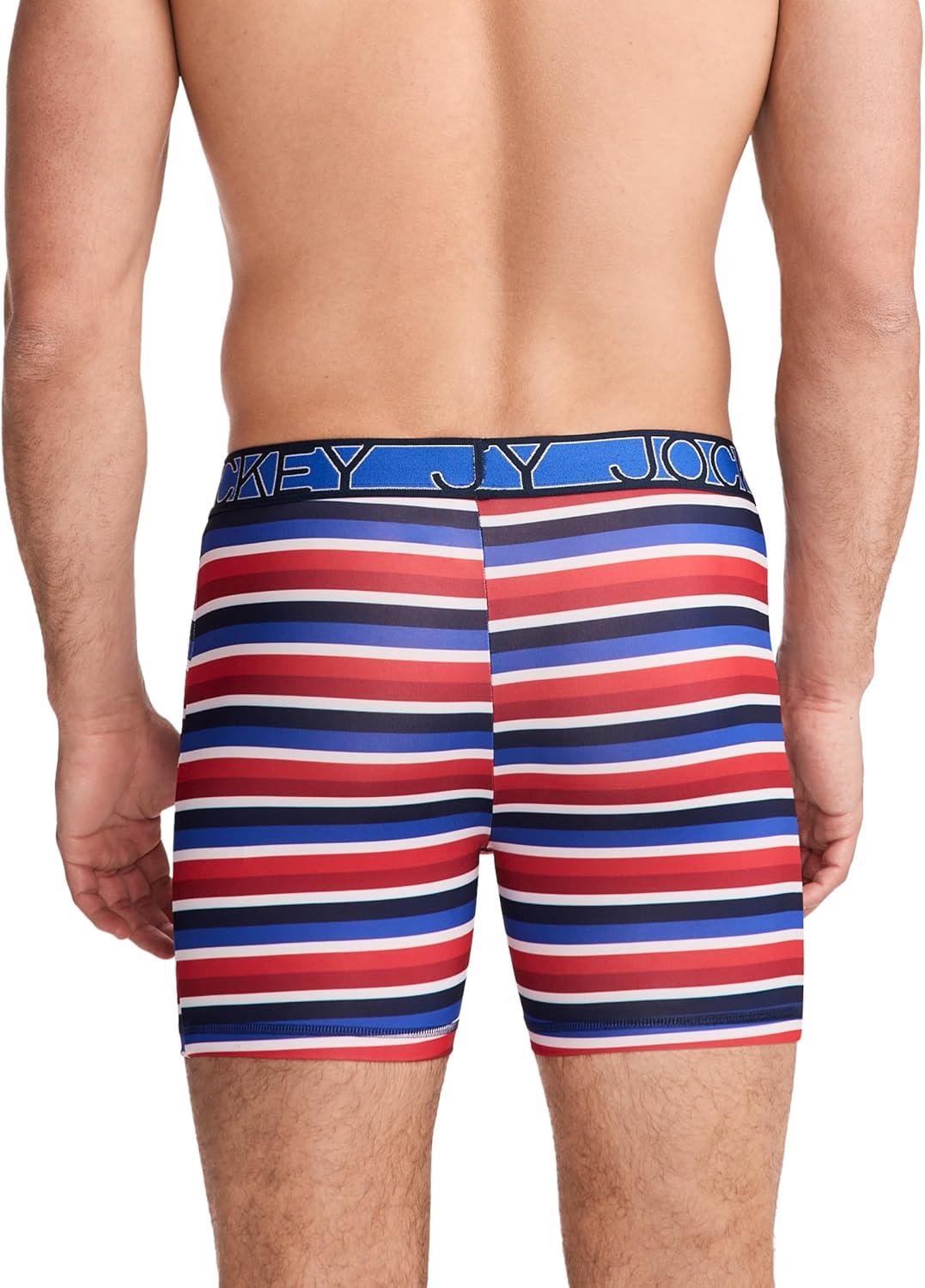 imageJockey Mens Underwear Active Microfiber 5 Boxer BriefSummer Stripe