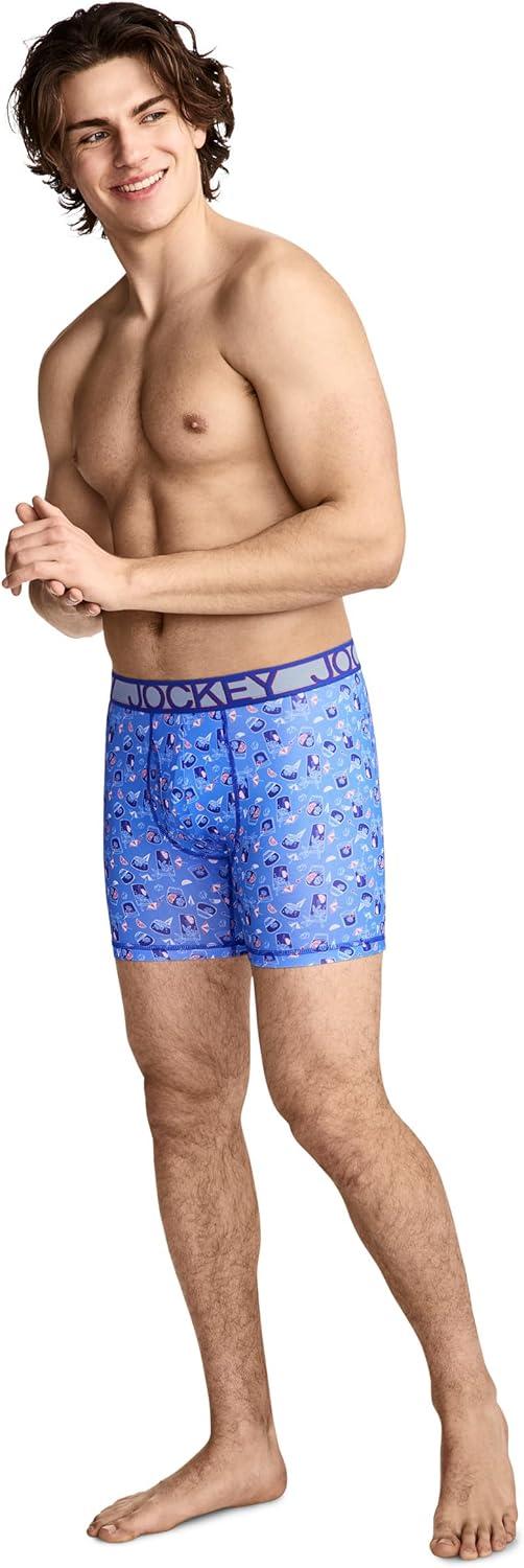 imageJockey Mens Underwear Active Microfiber 5 Boxer BriefSummer Treats