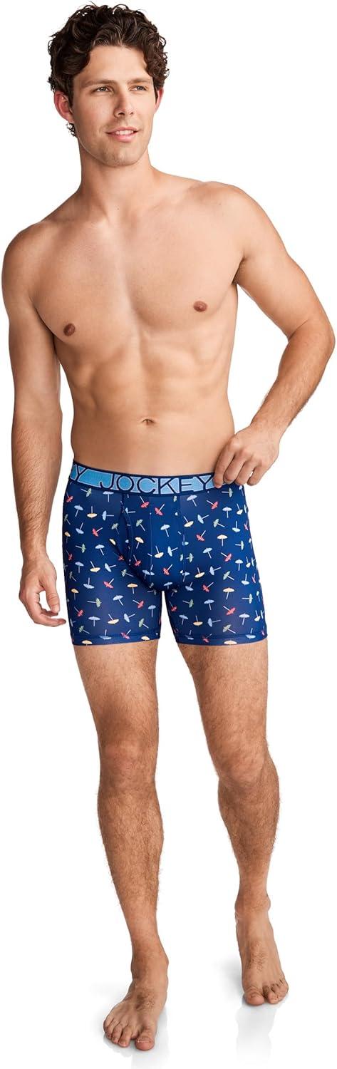 imageJockey Mens Underwear Active Microfiber 5 Boxer BriefUmbrella Toss