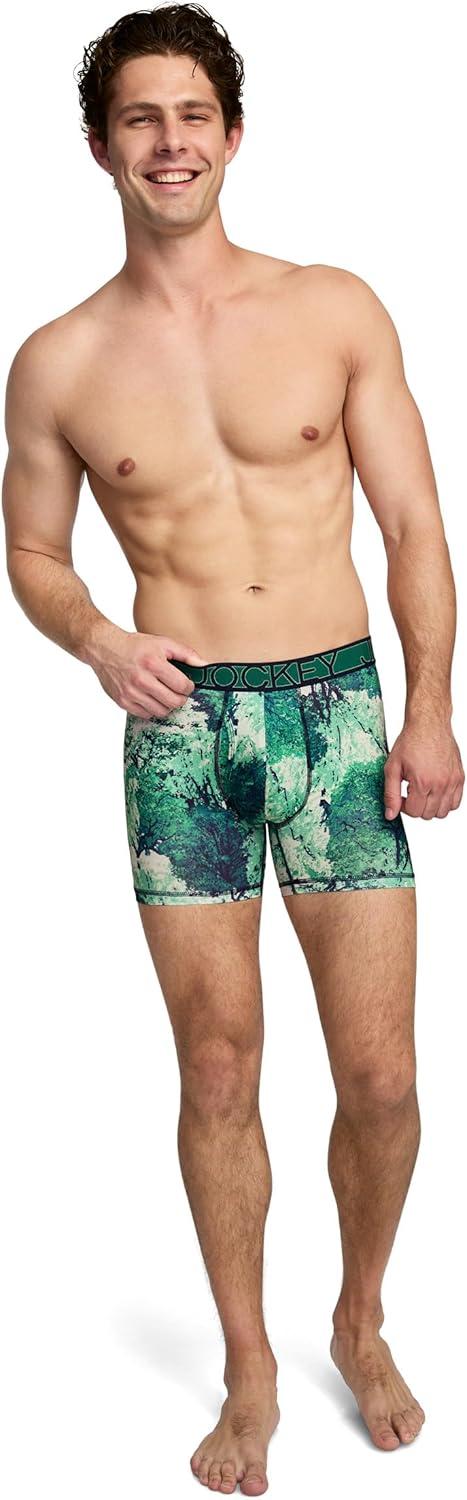 imageJockey Mens Underwear Active Microfiber 5 Boxer BriefVivid Foliage