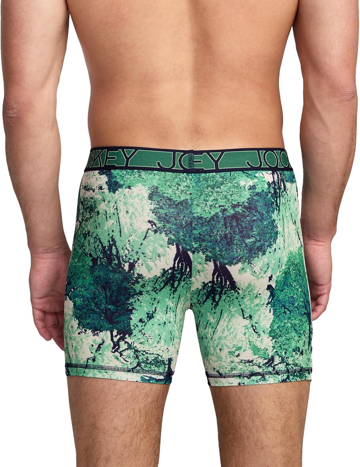imageJockey Mens Underwear Active Microfiber 5 Boxer BriefVivid Foliage