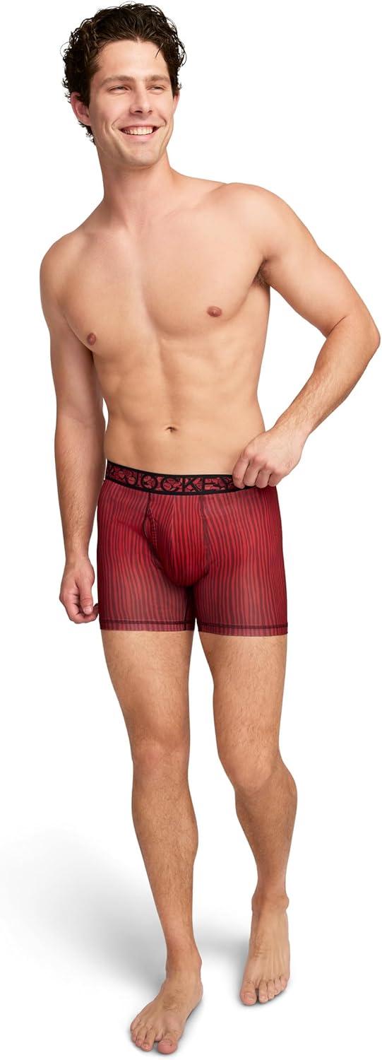 imageJockey Mens Underwear Active Microfiber 5 Boxer BriefWavering Red