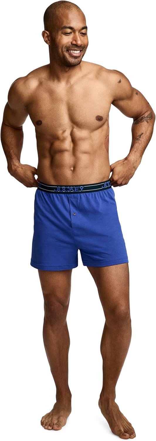 imageJockey Mens Underwear ActiveBlend Knit 5 BoxerIntense Royal