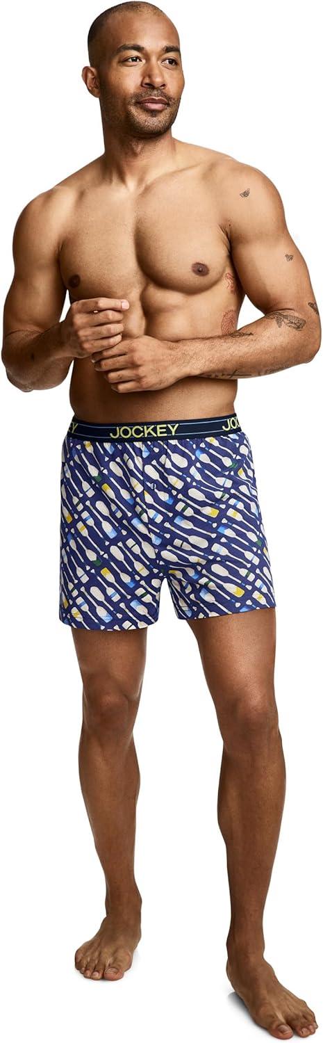 imageJockey Mens Underwear ActiveBlend Knit 5 BoxerNavy Geo