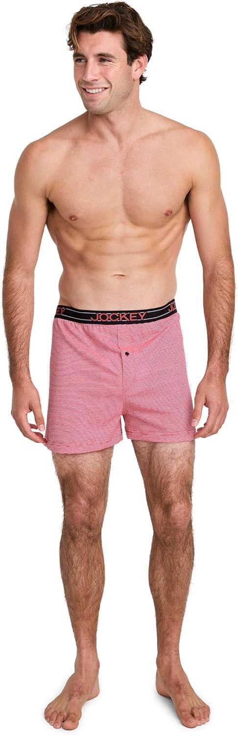 imageJockey Mens Underwear ActiveBlend Knit 5 BoxerRed Frolic Stripe