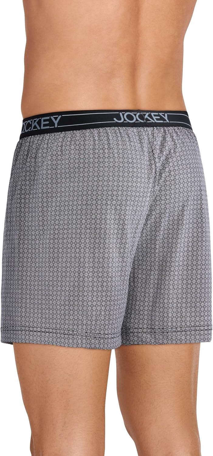 imageJockey Mens Underwear ActiveBlend Knit 5 BoxerSmall Black and White Grid