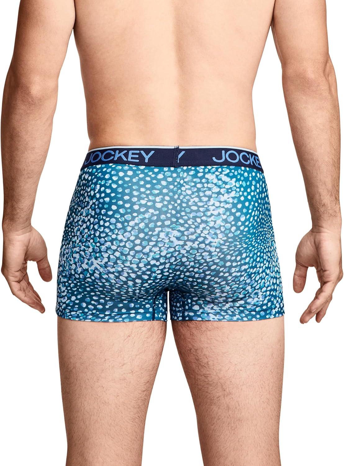 imageJockey Mens Underwear Chafe Proof Pouch Microfiber 3 Trunk 3 PackAnimal Teal