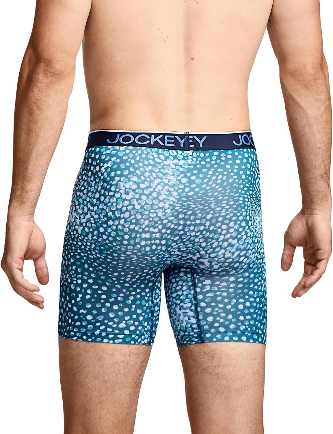 imageJockey Mens Underwear Chafe Proof Pouch Microfiber 6 Boxer Brief 3 PackAnimal Teal