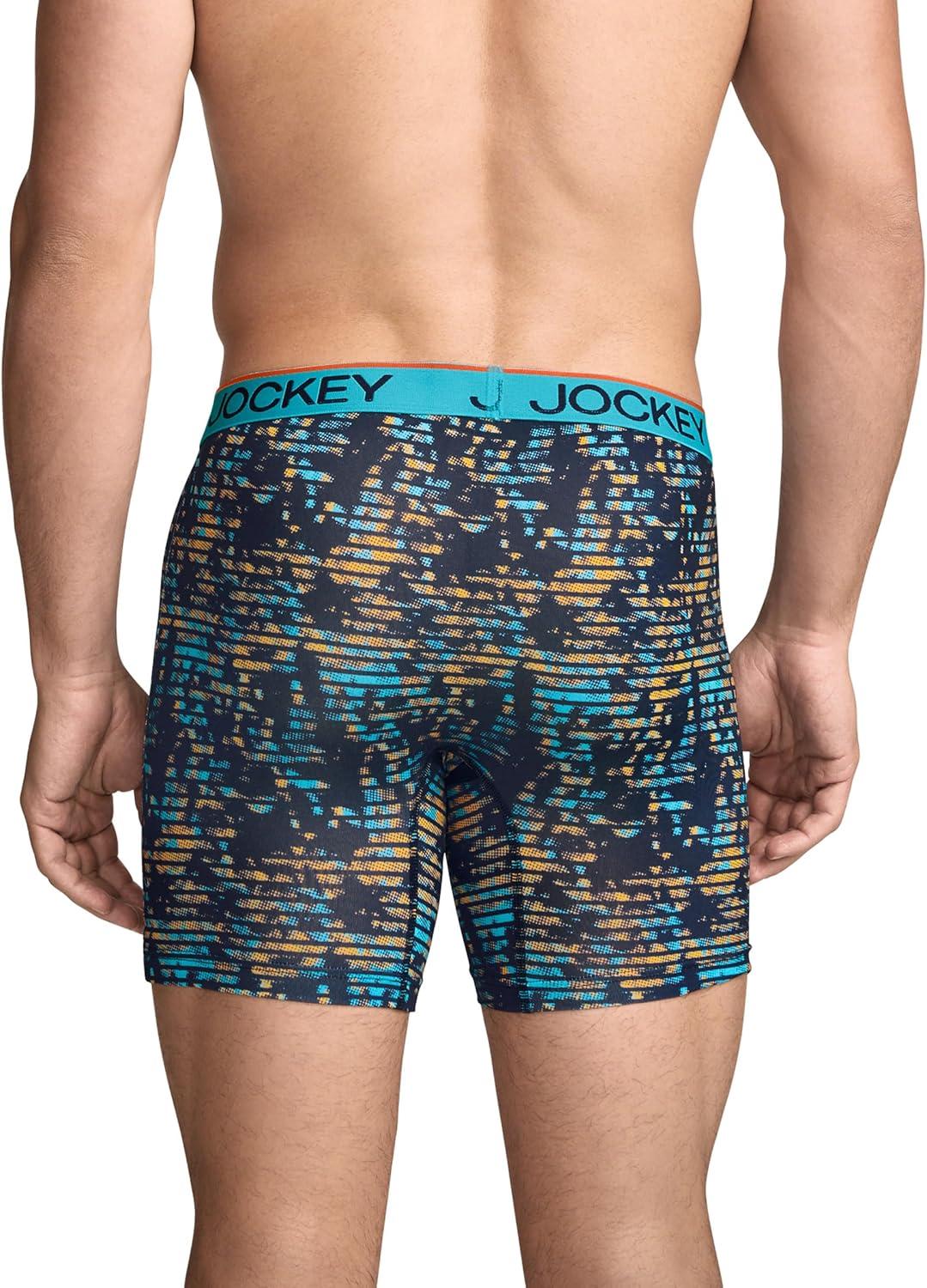 imageJockey Mens Underwear Chafe Proof Pouch Microfiber 6 Boxer Brief 3 PackOcean SurfLight TrailsJockey Blue