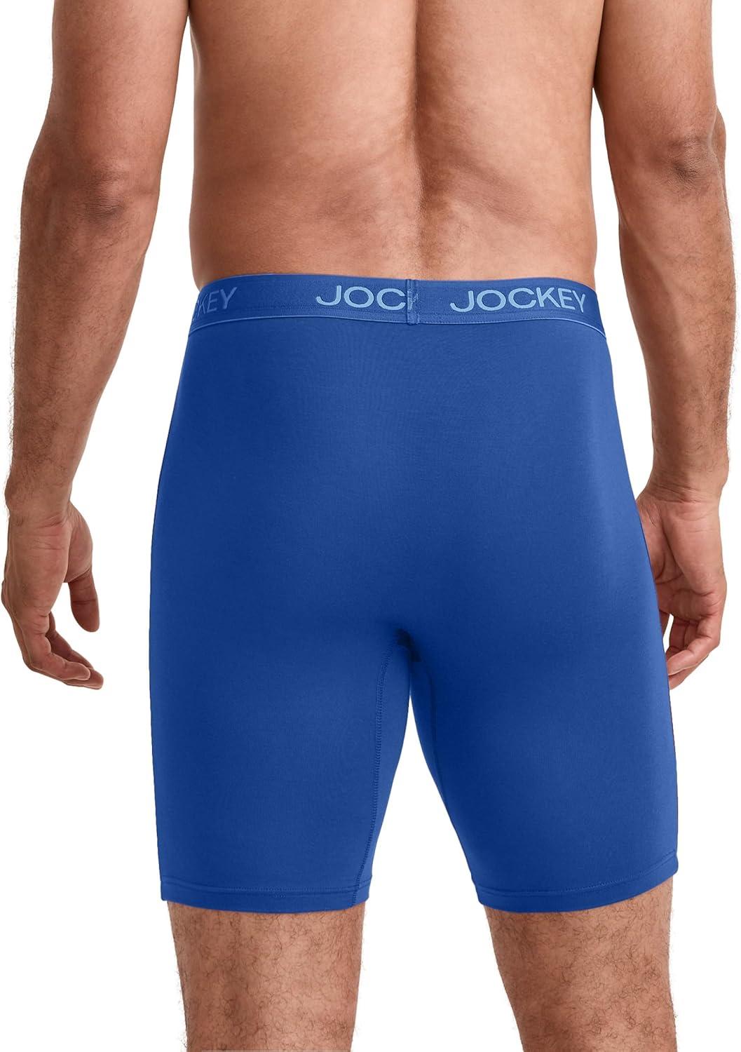 imageJockey Mens Underwear Chafe Proof Pouch Ultra Soft Modal 85 Long Leg Boxer Brief 3 PackBlue Sunset