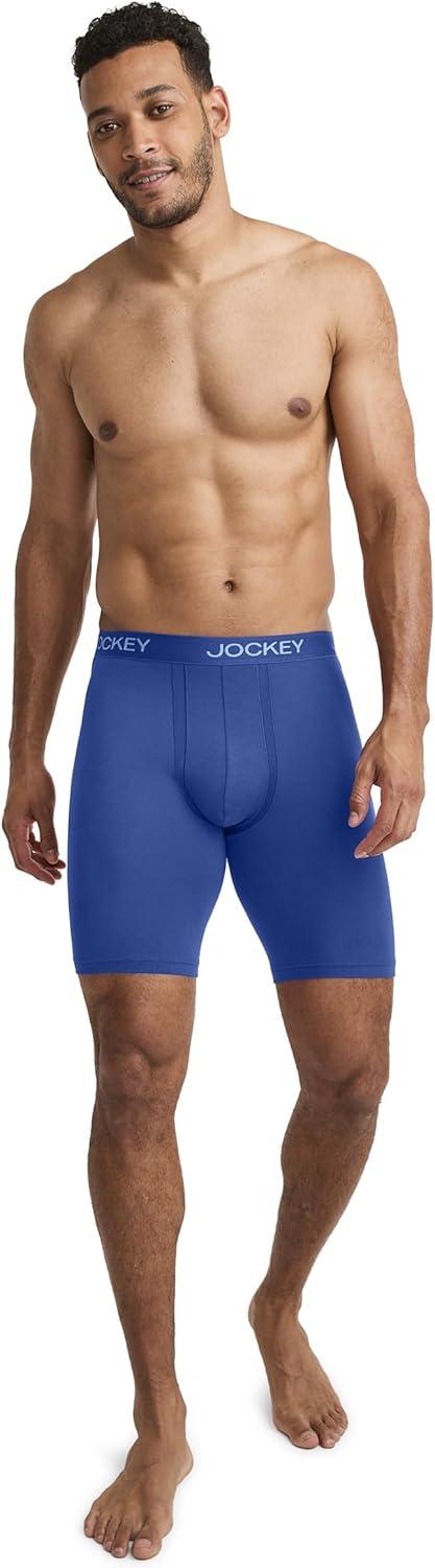 imageJockey Mens Underwear Chafe Proof Pouch Ultra Soft Modal 85 Long Leg Boxer Brief 3 PackBlue Sunset