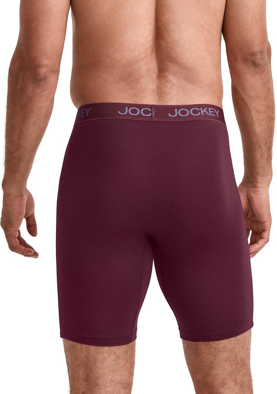 imageJockey Mens Underwear Chafe Proof Pouch Ultra Soft Modal 85 Long Leg Boxer Brief 3 PackBoulderNocturne BlueBlack Currant