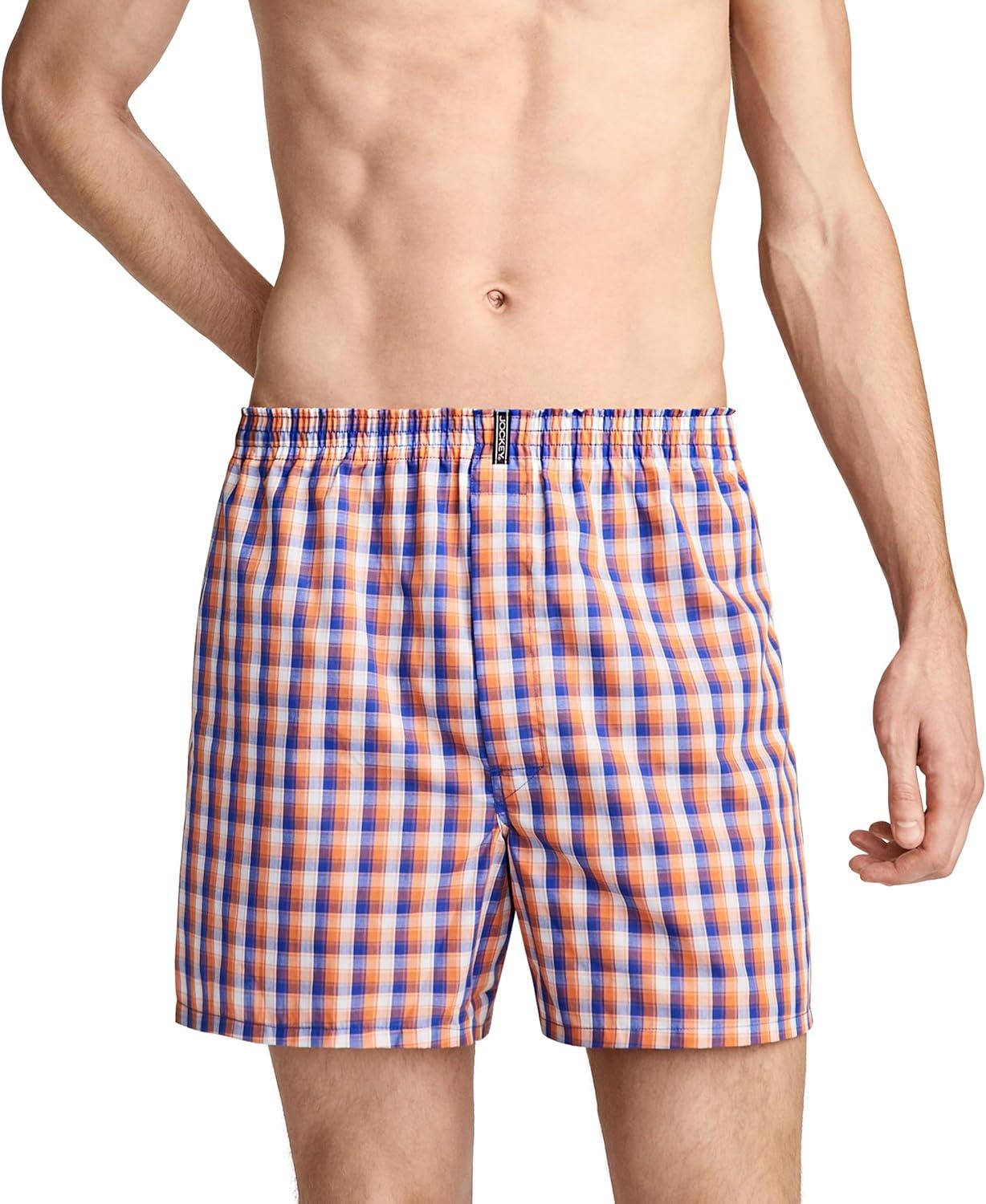 imageJockey Mens Underwear Classics Full Cut 5 Boxer 3 PackFlame Plaid