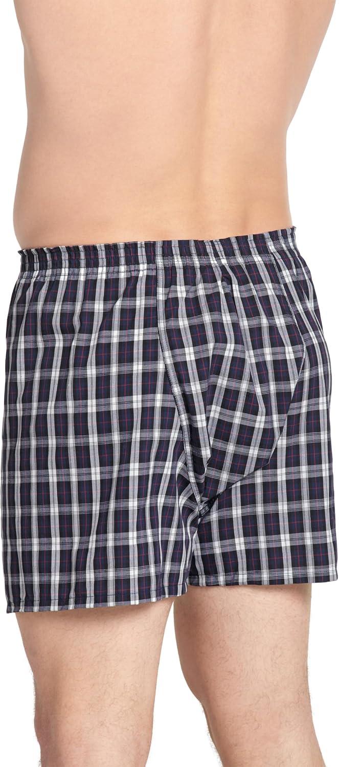imageJockey Mens Underwear Classics Full Cut 5 Boxer 3 PackNavy TartanClassic Red TartanNavy Windowpane