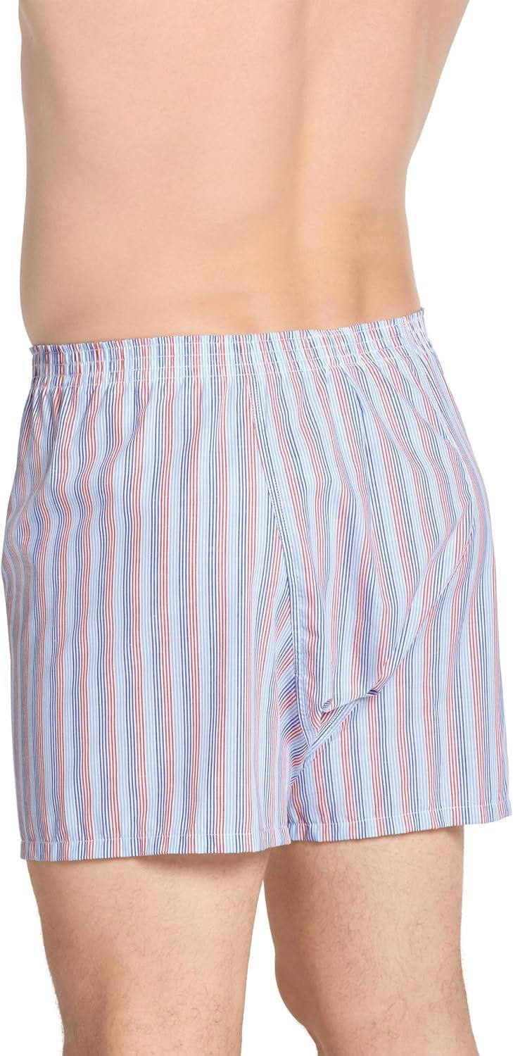imageJockey Mens Underwear Classics Full Cut 5 Boxer 3 PackRed StripeBlue ChambraySky Blue Small Plaid