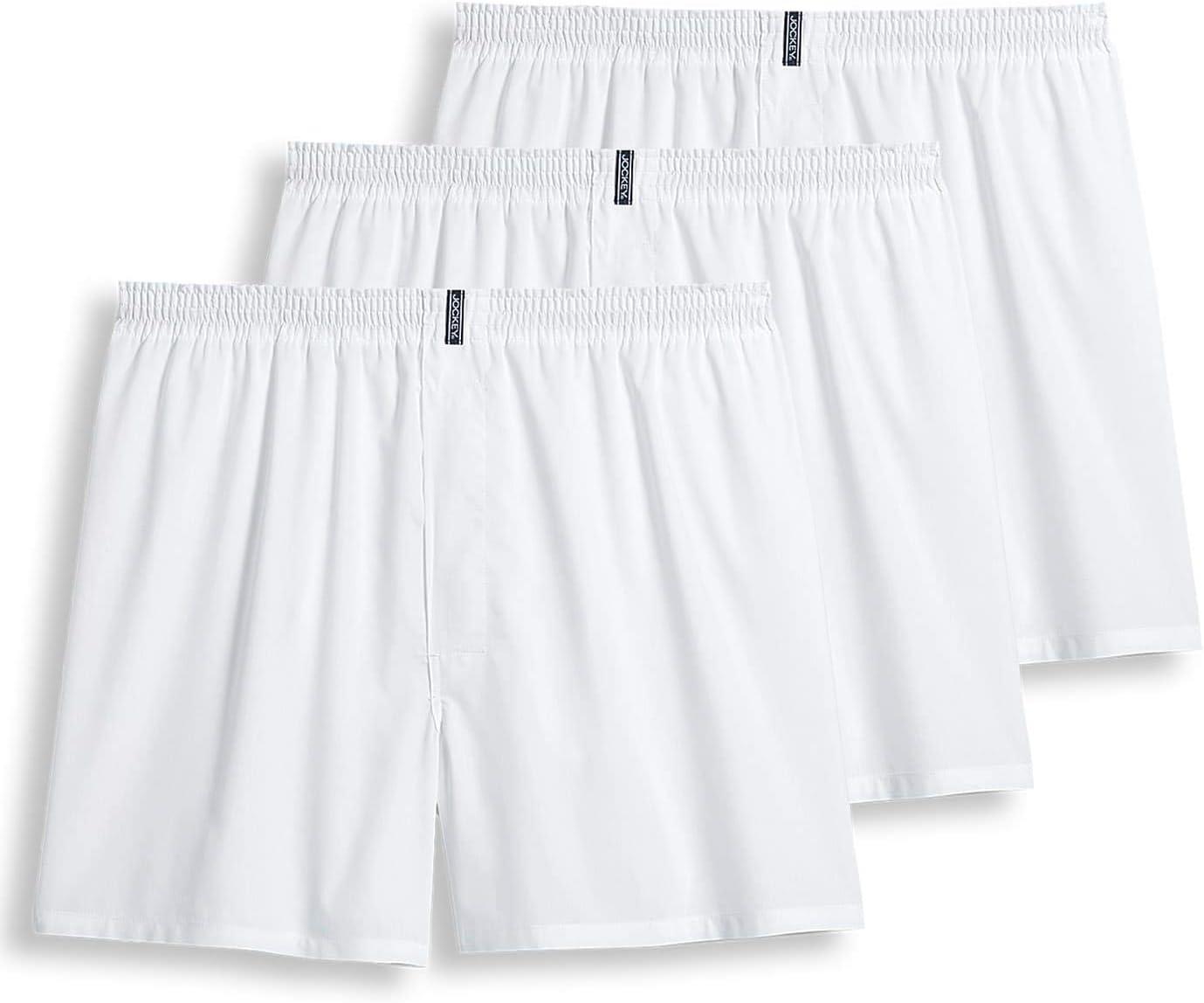 imageJockey Mens Underwear Classics Full Cut 5 Boxer 3 PackWhite