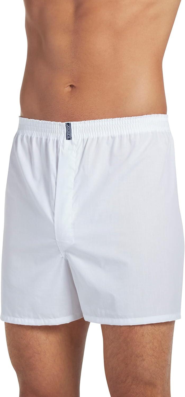 imageJockey Mens Underwear Classics Full Cut 5 Boxer 3 PackWhite