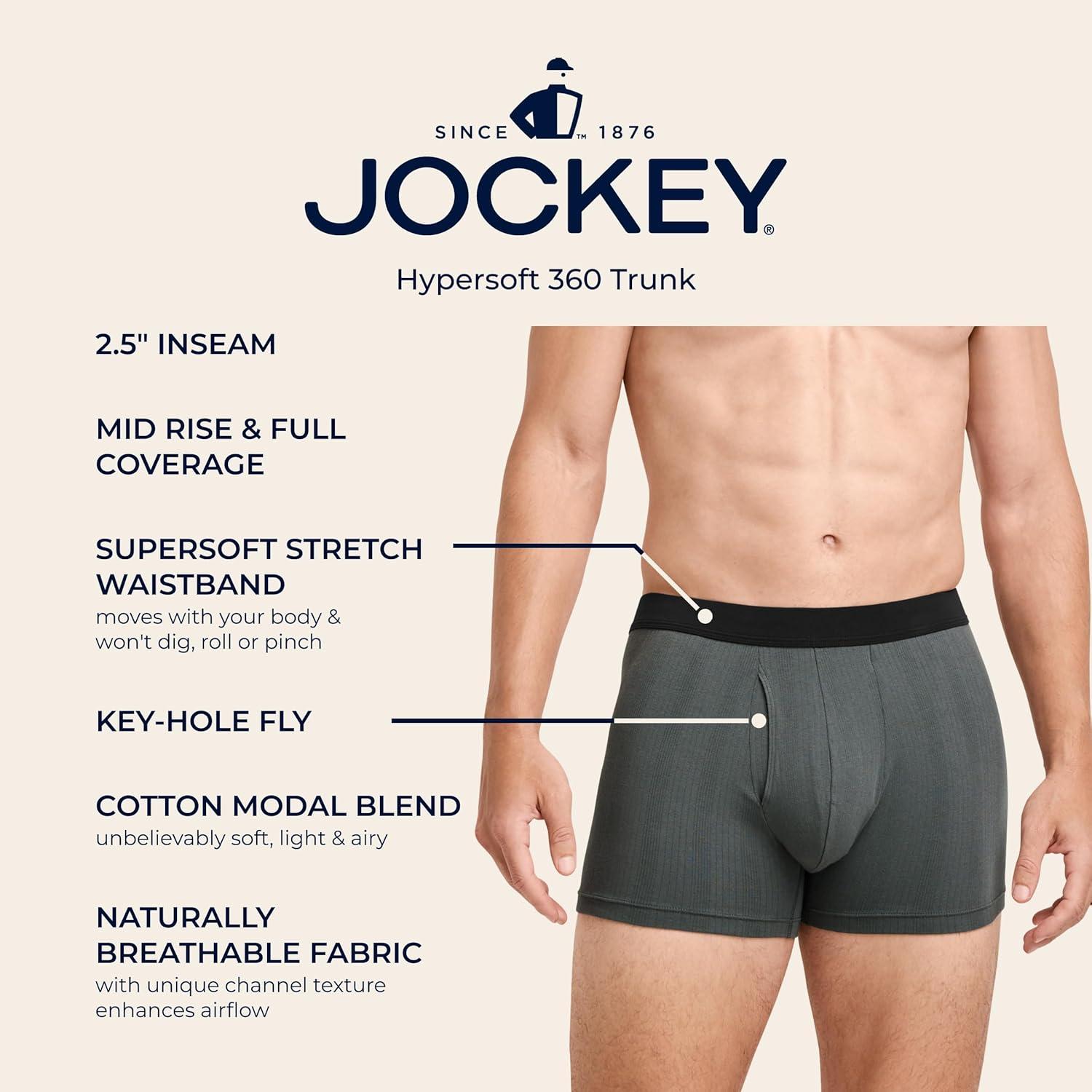 imageJockey Mens Underwear Hypersoft 360 3 Trunk 3 PackNocturne Mist