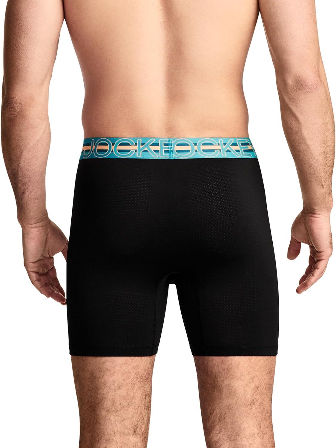 imageJockey Mens Underwear Mens Boxer Briefs With Pouch Sport Stability Microfiber 6 Boxer BriefBlack Ocean