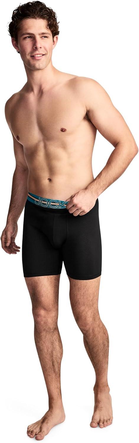 imageJockey Mens Underwear Mens Boxer Briefs With Pouch Sport Stability Microfiber 6 Boxer BriefBlack Ocean