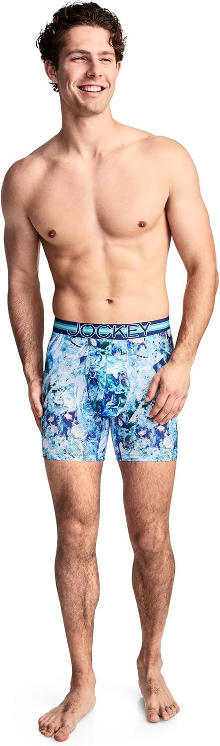 imageJockey Mens Underwear Mens Boxer Briefs With Pouch Sport Stability Microfiber 6 Boxer BriefBlue Stones