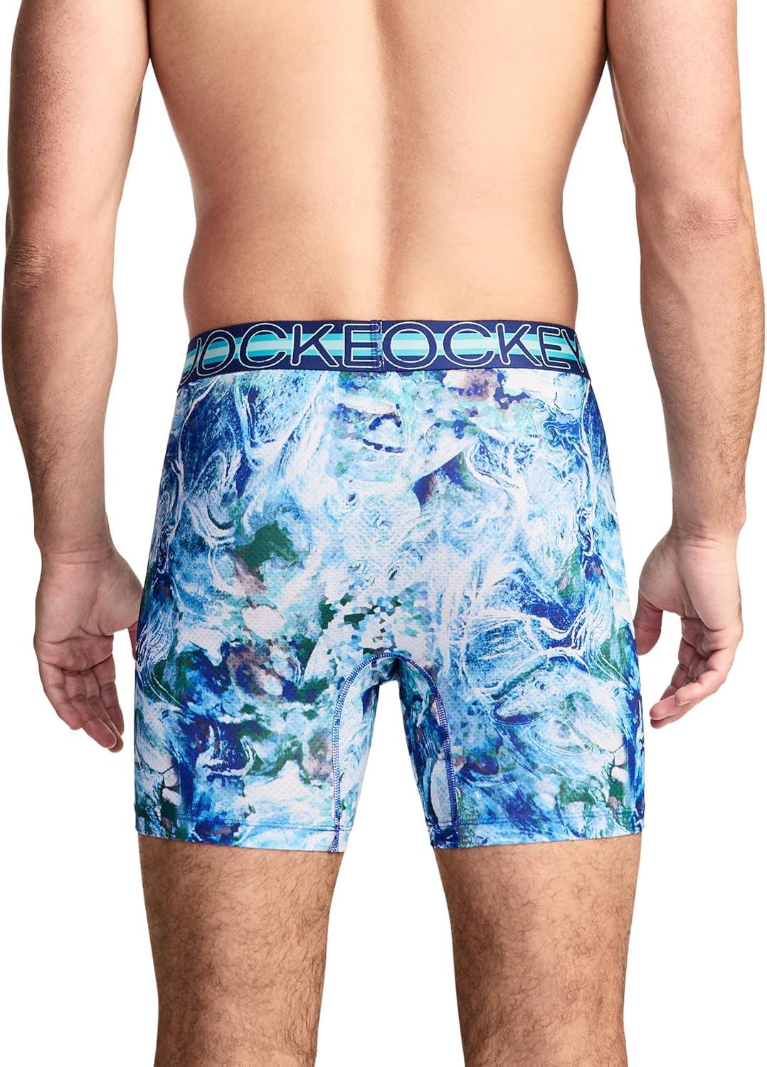 imageJockey Mens Underwear Mens Boxer Briefs With Pouch Sport Stability Microfiber 6 Boxer BriefBlue Stones