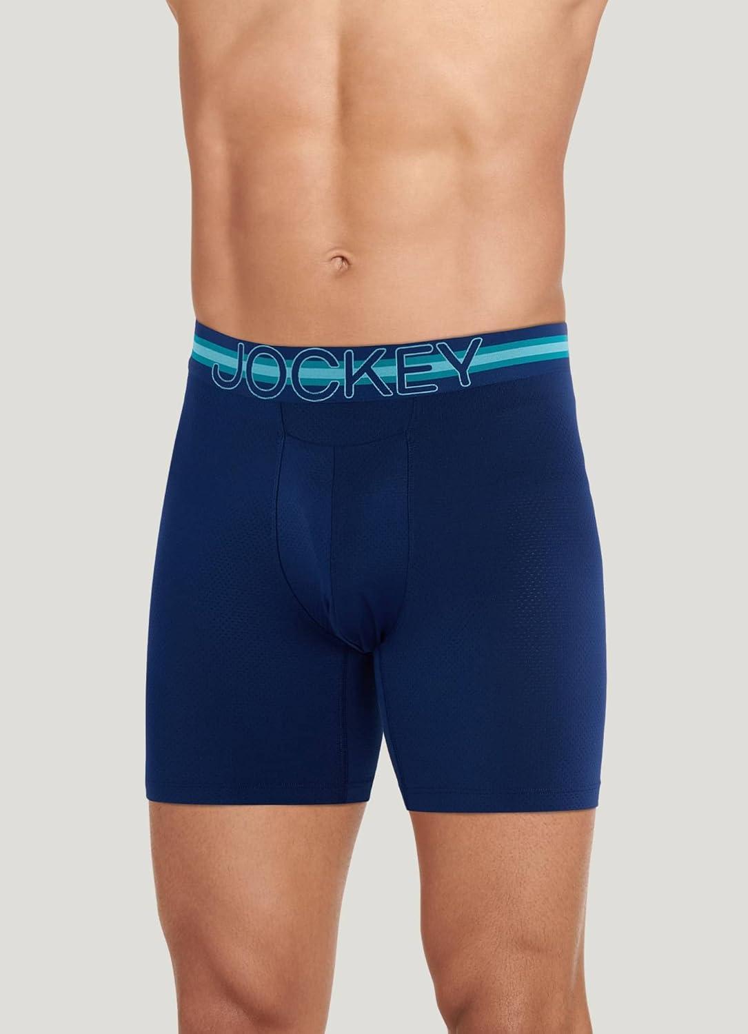 imageJockey Mens Underwear Mens Boxer Briefs With Pouch Sport Stability Microfiber 6 Boxer BriefJust Past Midnight
