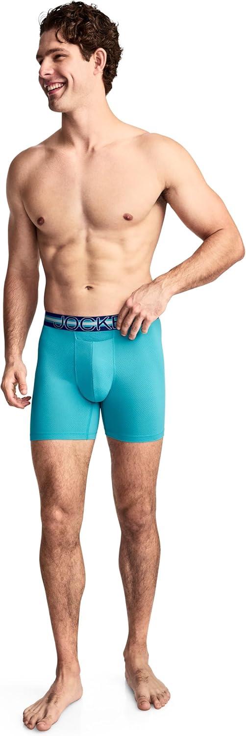 imageJockey Mens Underwear Mens Boxer Briefs With Pouch Sport Stability Microfiber 6 Boxer BriefOcean Teal