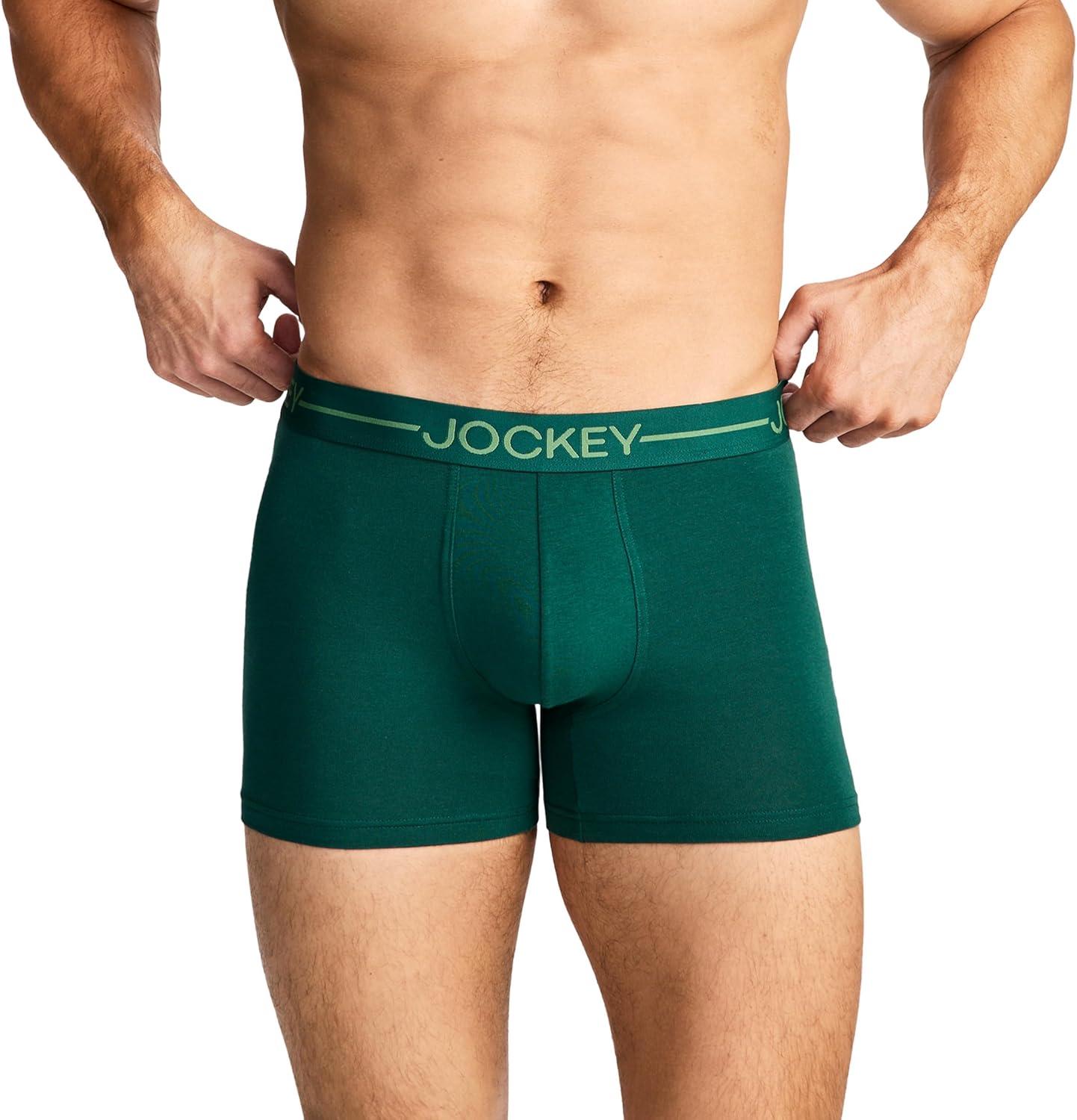 imageJockey Mens Underwear Organic Cotton Stretch 4 Trunk 3 PackEvergreen Mist