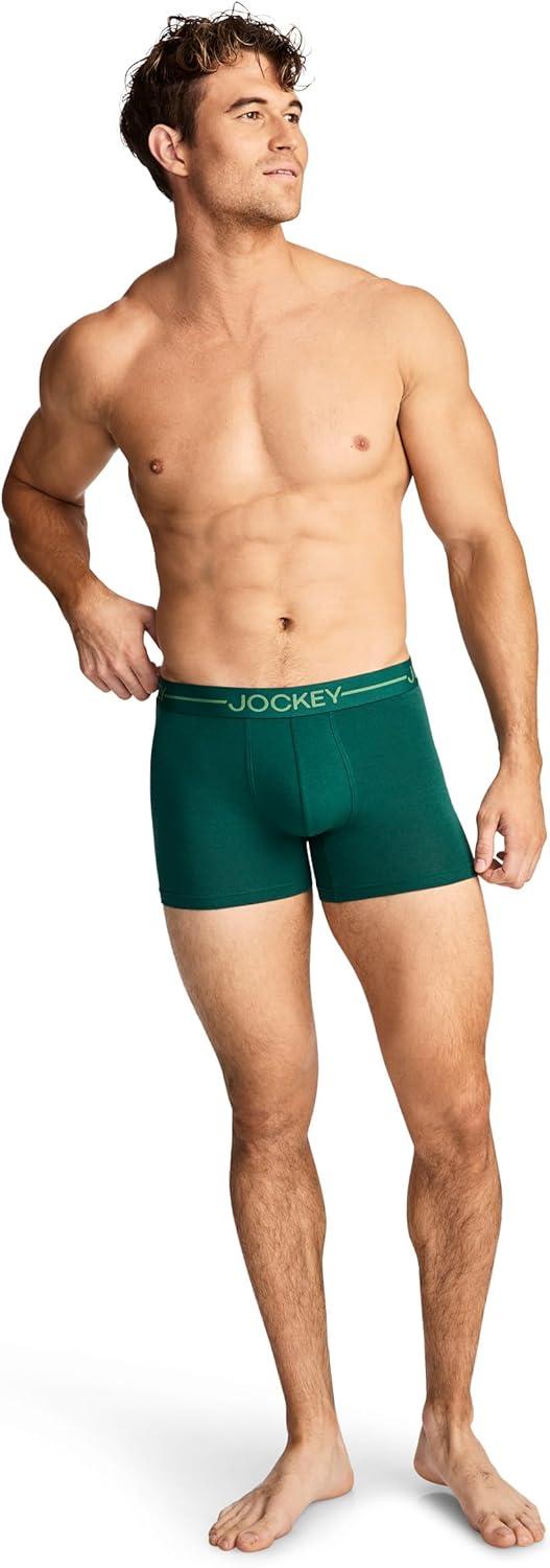 imageJockey Mens Underwear Organic Cotton Stretch 4 Trunk 3 PackEvergreen Mist