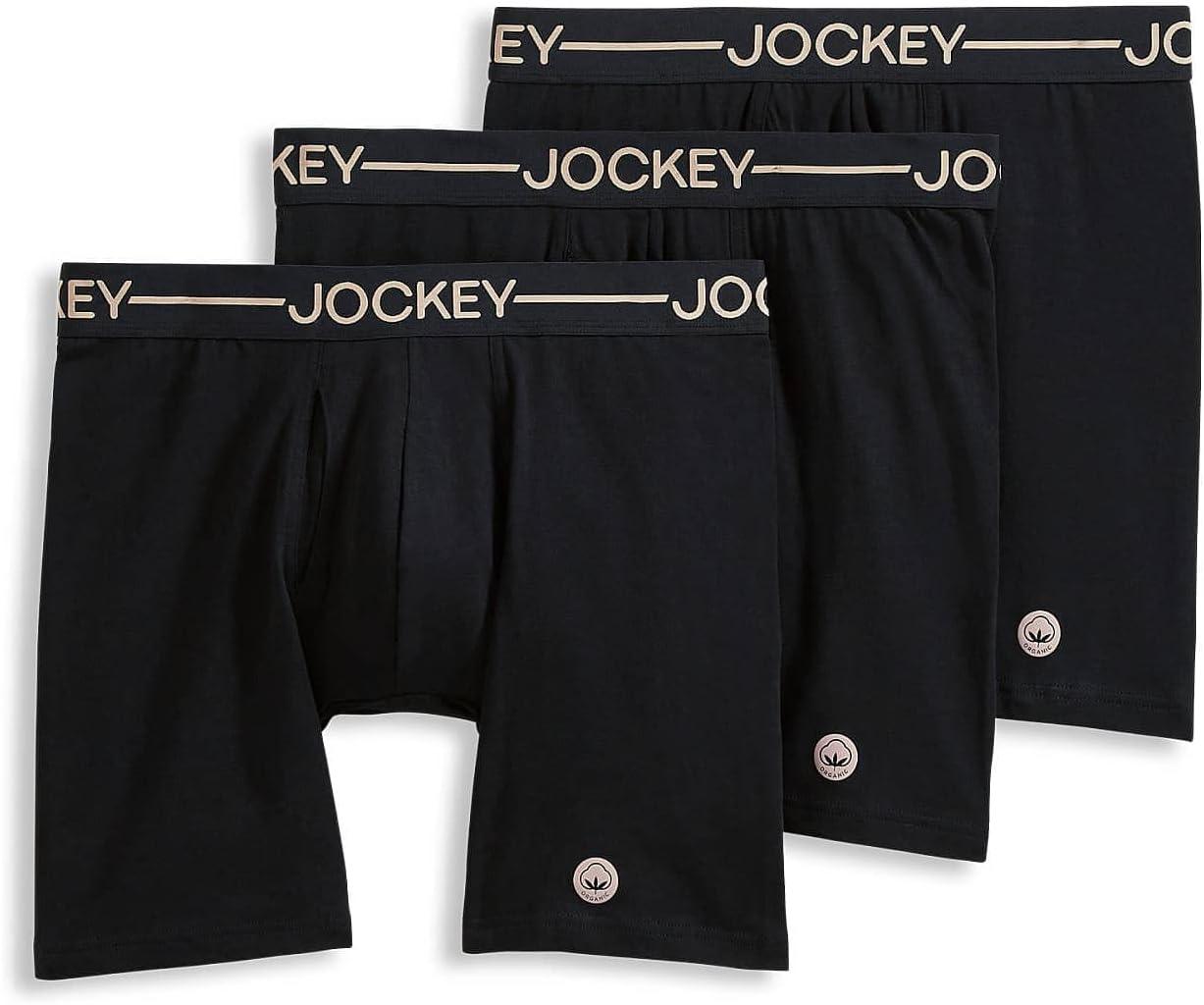 imageJockey Mens Underwear Organic Cotton Stretch 65 Boxer Brief 3 PackBlack