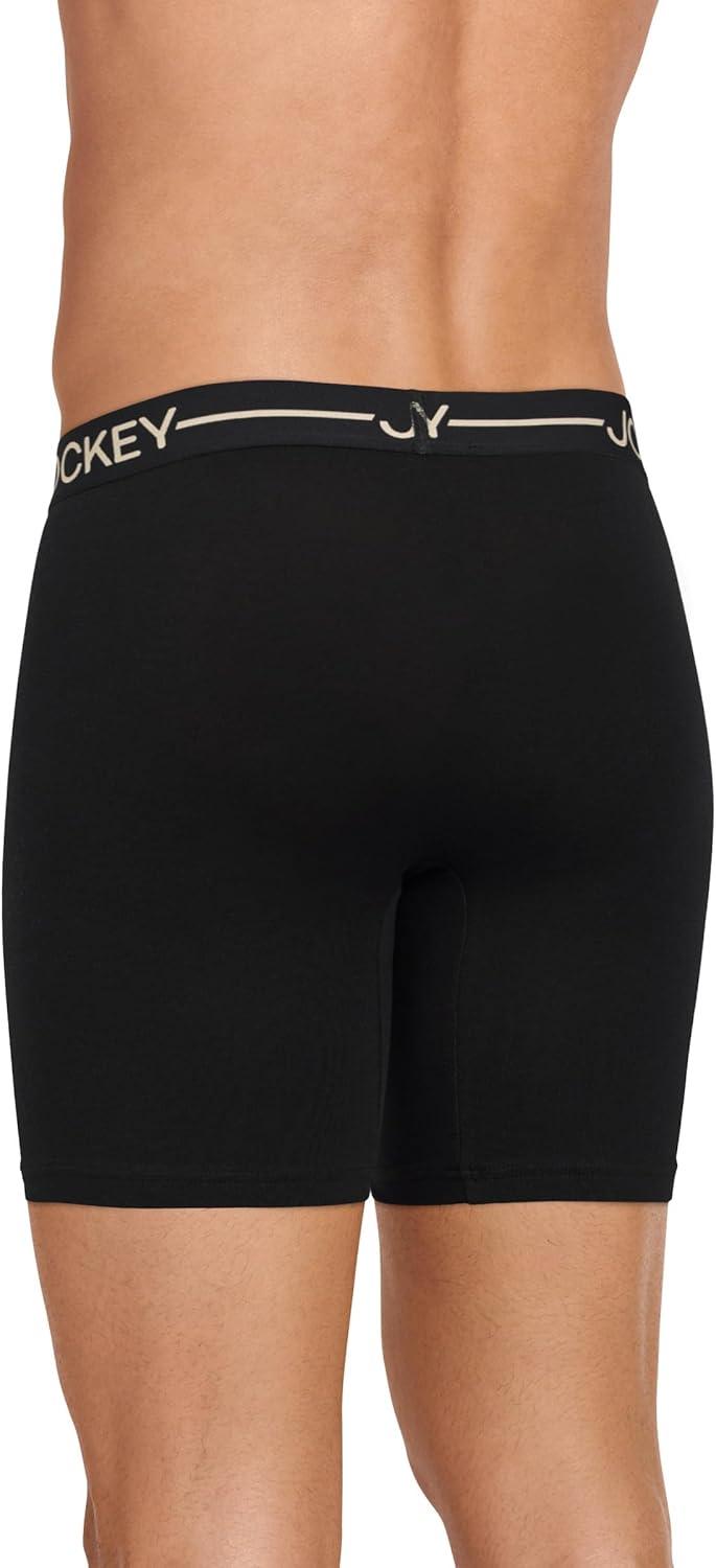 imageJockey Mens Underwear Organic Cotton Stretch 65 Boxer Brief 3 PackBlack