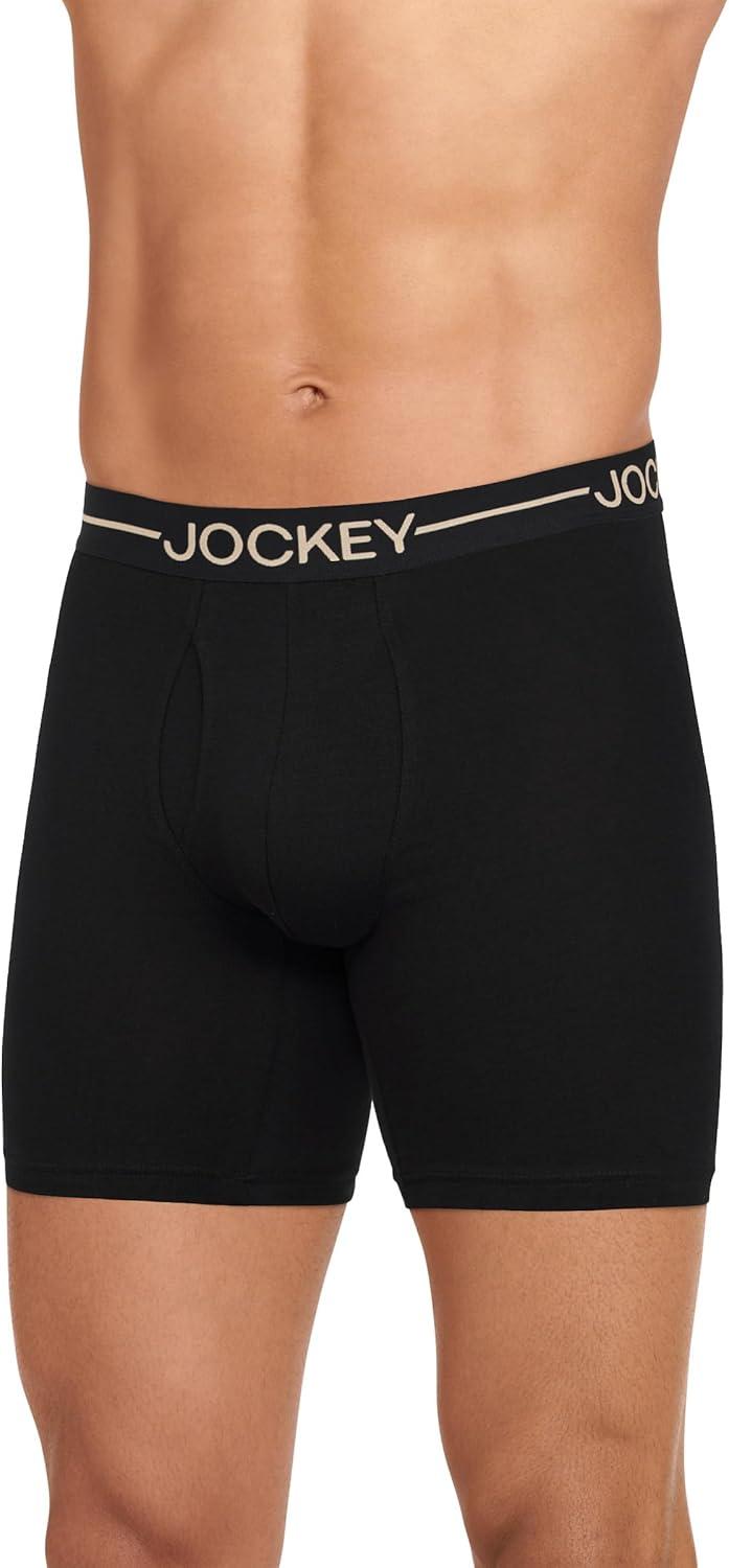 imageJockey Mens Underwear Organic Cotton Stretch 65 Boxer Brief 3 PackBlack