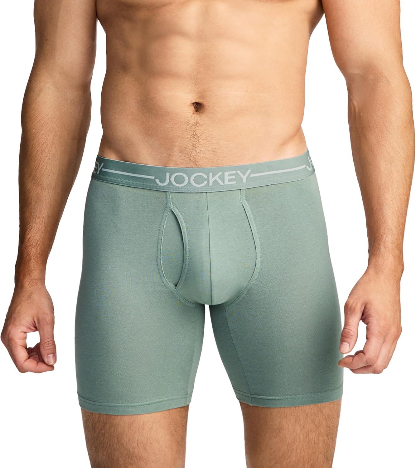 imageJockey Mens Underwear Organic Cotton Stretch 65 Boxer Brief 3 PackEvergreen Mist