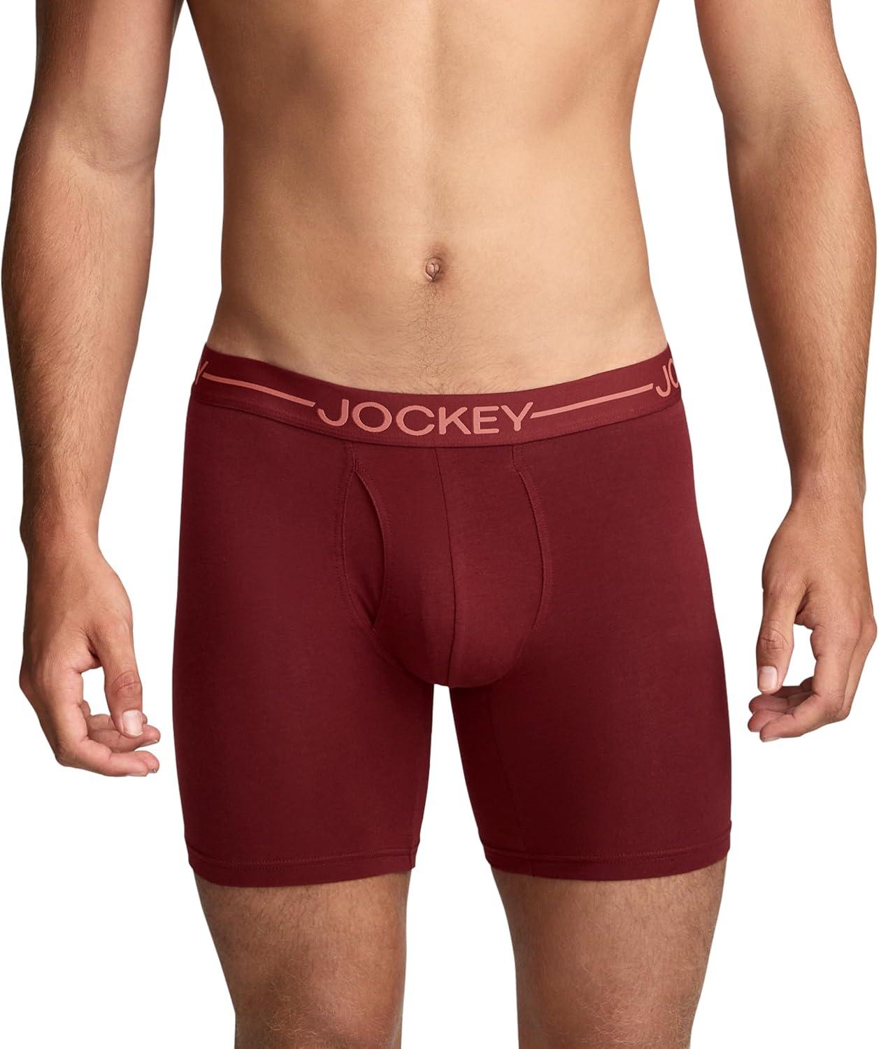 imageJockey Mens Underwear Organic Cotton Stretch 65 Boxer Brief 3 PackTerracotta Bay