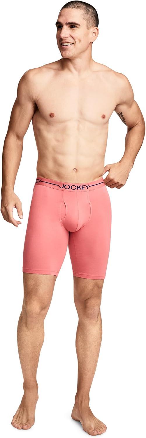 imageJockey Mens Underwear Organic Cotton Stretch 95 Long Leg Boxer Brief 3 PackSky Bloom