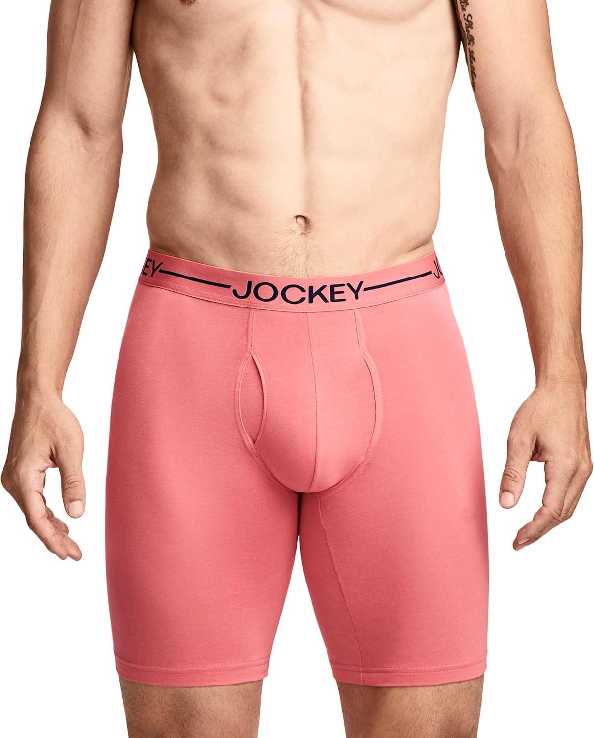 imageJockey Mens Underwear Organic Cotton Stretch 95 Long Leg Boxer Brief 3 PackSky Bloom