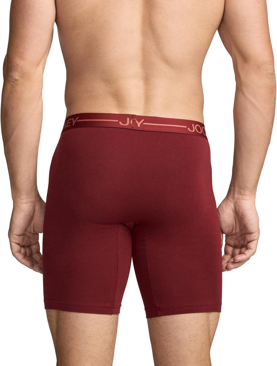 imageJockey Mens Underwear Organic Cotton Stretch 95 Long Leg Boxer Brief 3 PackTerracotta Bay