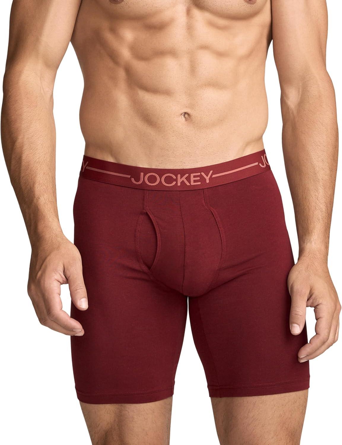 imageJockey Mens Underwear Organic Cotton Stretch 95 Long Leg Boxer Brief 3 PackTerracotta Bay