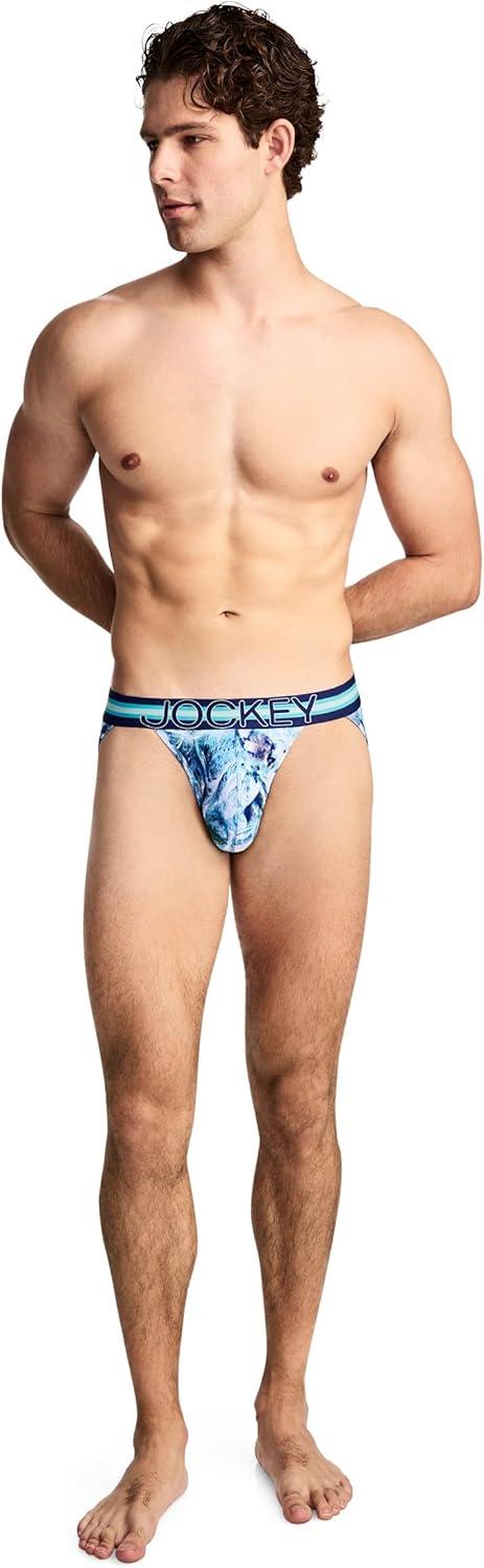 imageJockey Mens Underwear Sport Stability Pouch Microfiber String BikiniBlue Stones