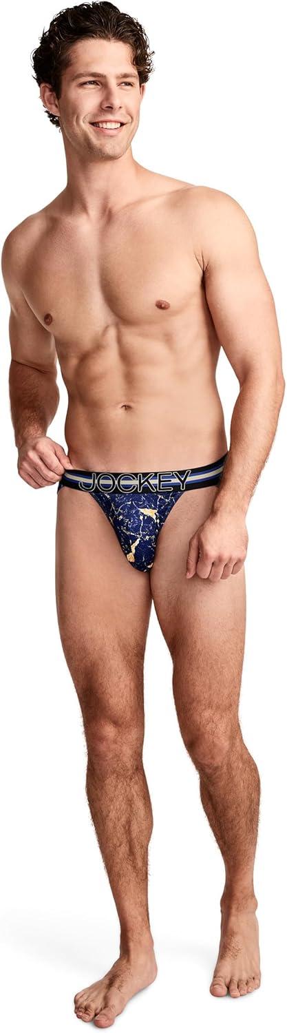 imageJockey Mens Underwear Sport Stability Pouch Microfiber String BikiniMarbled Navy