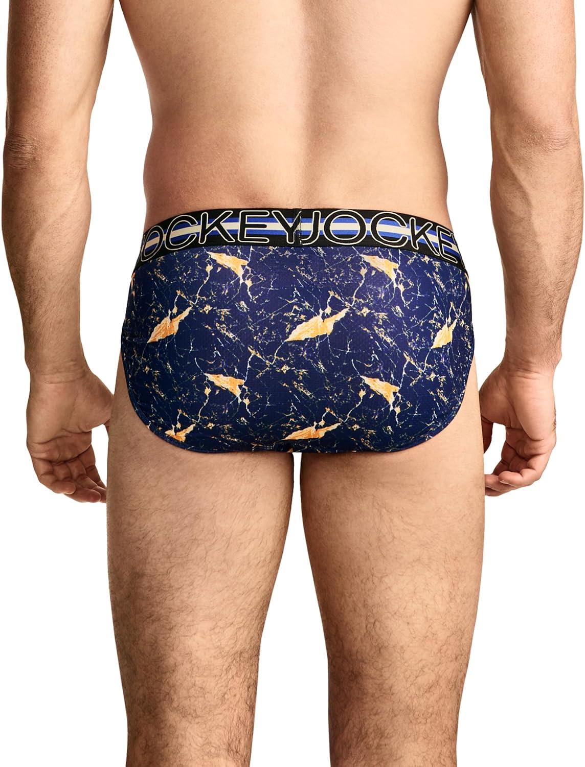 imageJockey Mens Underwear Sport Stability Pouch Microfiber String BikiniMarbled Navy