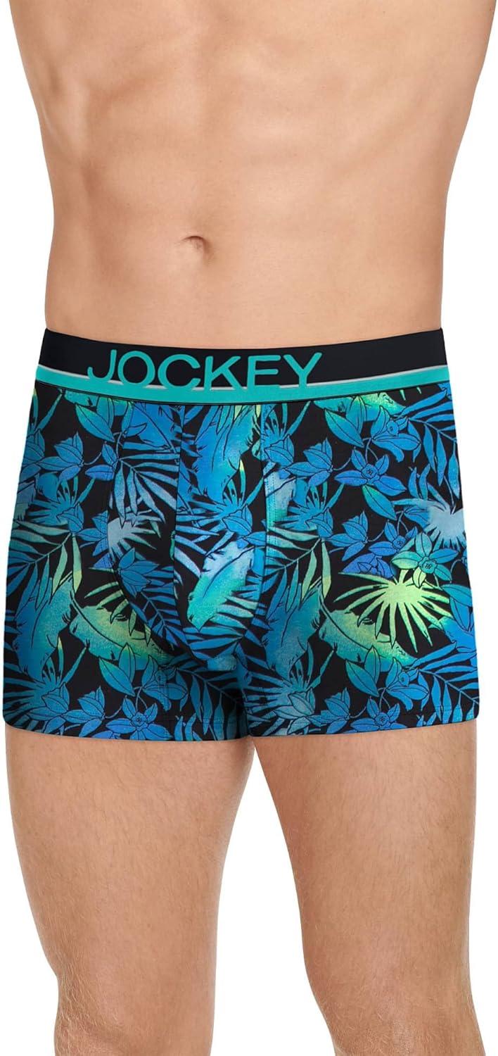 imageJockey Mens Underwear True Style 4 Trunk 3 PackOmbre TropicsTeal BreezeVivid Stripe