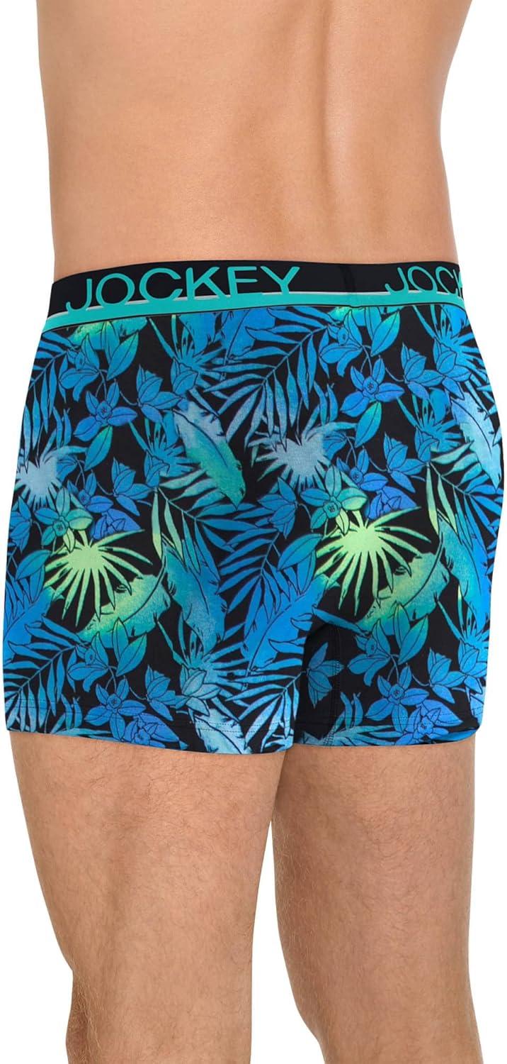 imageJockey Mens Underwear True Style 4 Trunk 3 PackOmbre TropicsTeal BreezeVivid Stripe