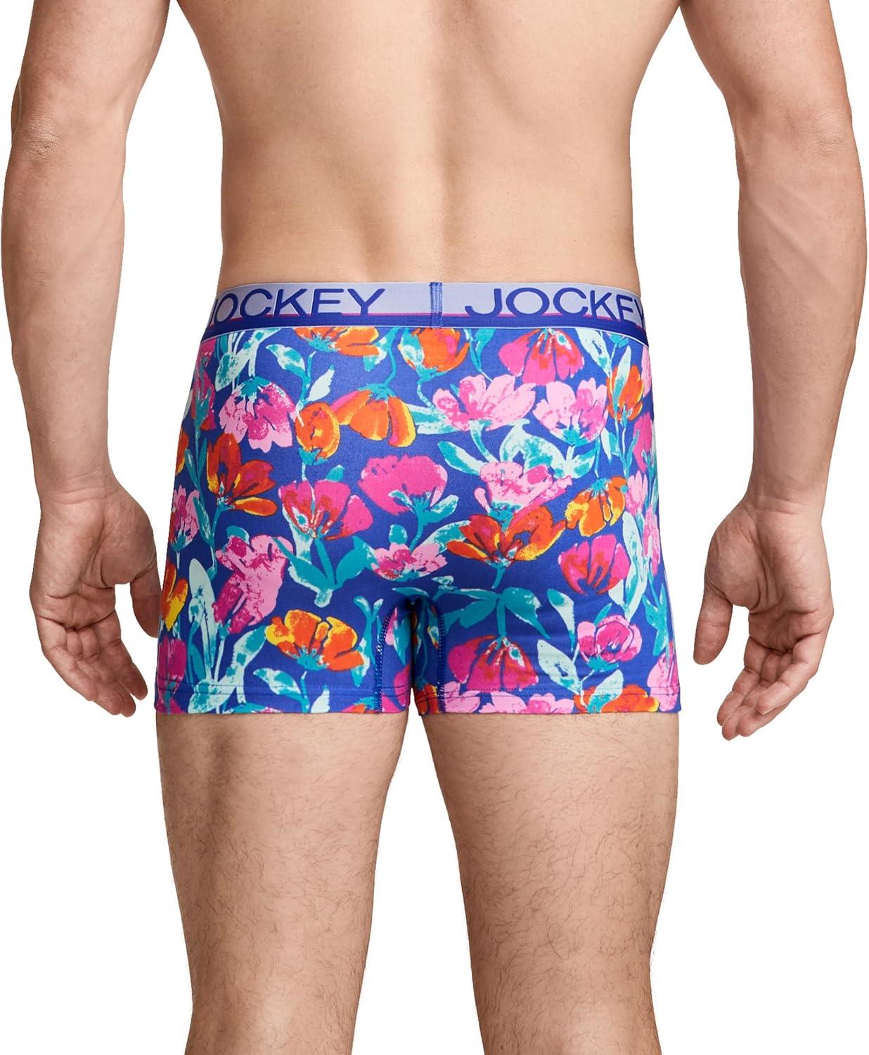 imageJockey Mens Underwear True Style 4 Trunk 3 PackRoyal Stripe