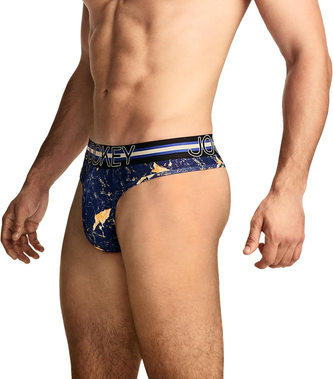 imageJockey Sport Mens Underwear Stability Pouch Microfiber ThongMarbled Navy