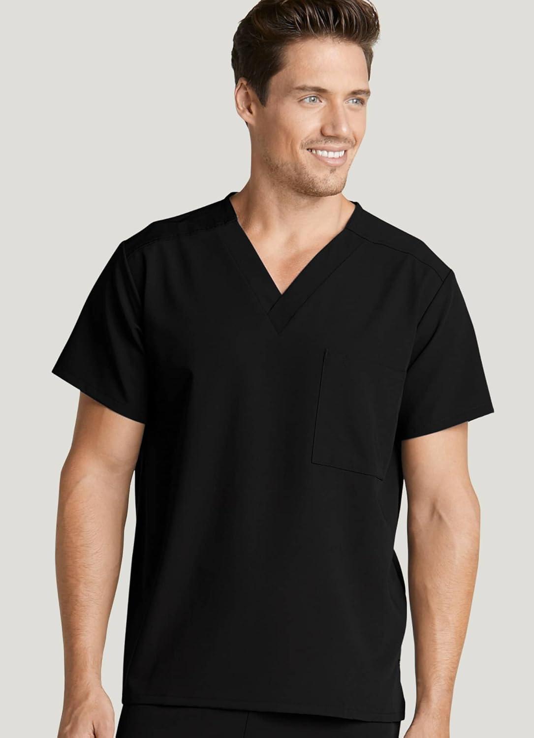 imageJockey Unisex Scrubs Classic Unisex One Pocket Stretch Scrub TopBlack