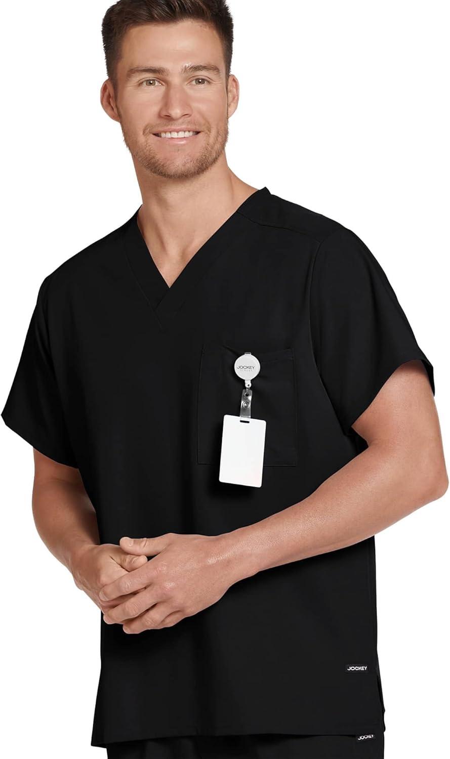 imageJockey Unisex Scrubs Classic Unisex One Pocket Stretch Scrub TopBlack