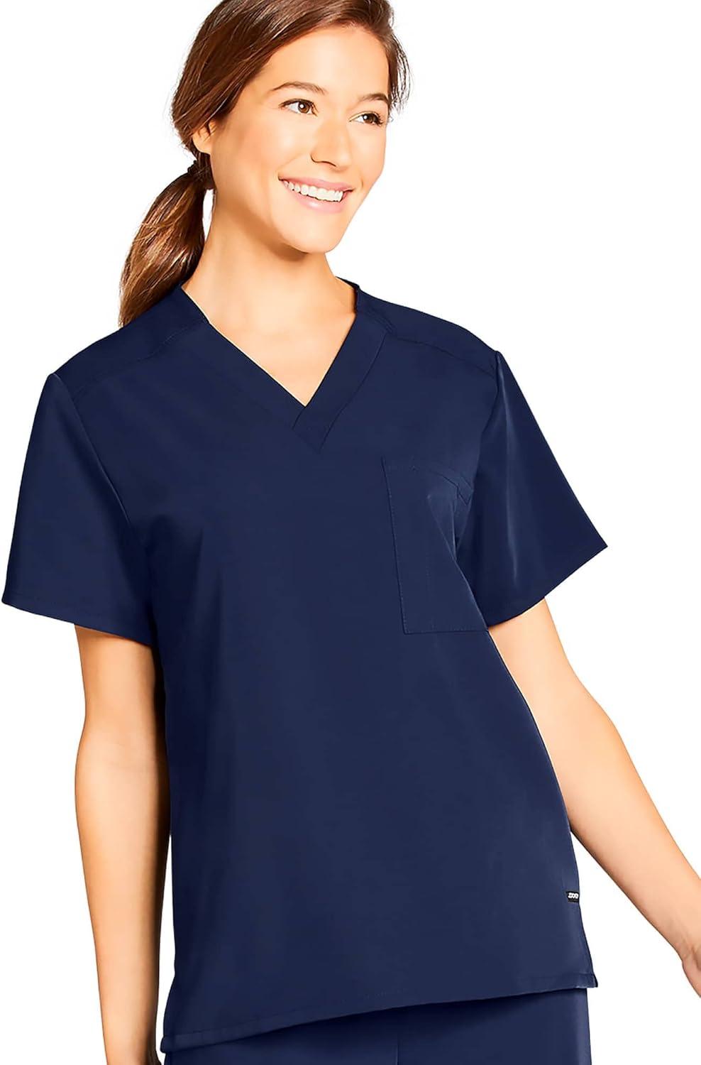 imageJockey Unisex Scrubs Classic Unisex One Pocket Stretch Scrub TopBlue